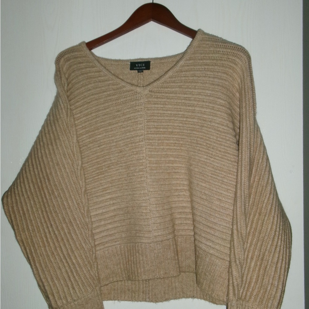 Vici Beige V-Neck Sweater